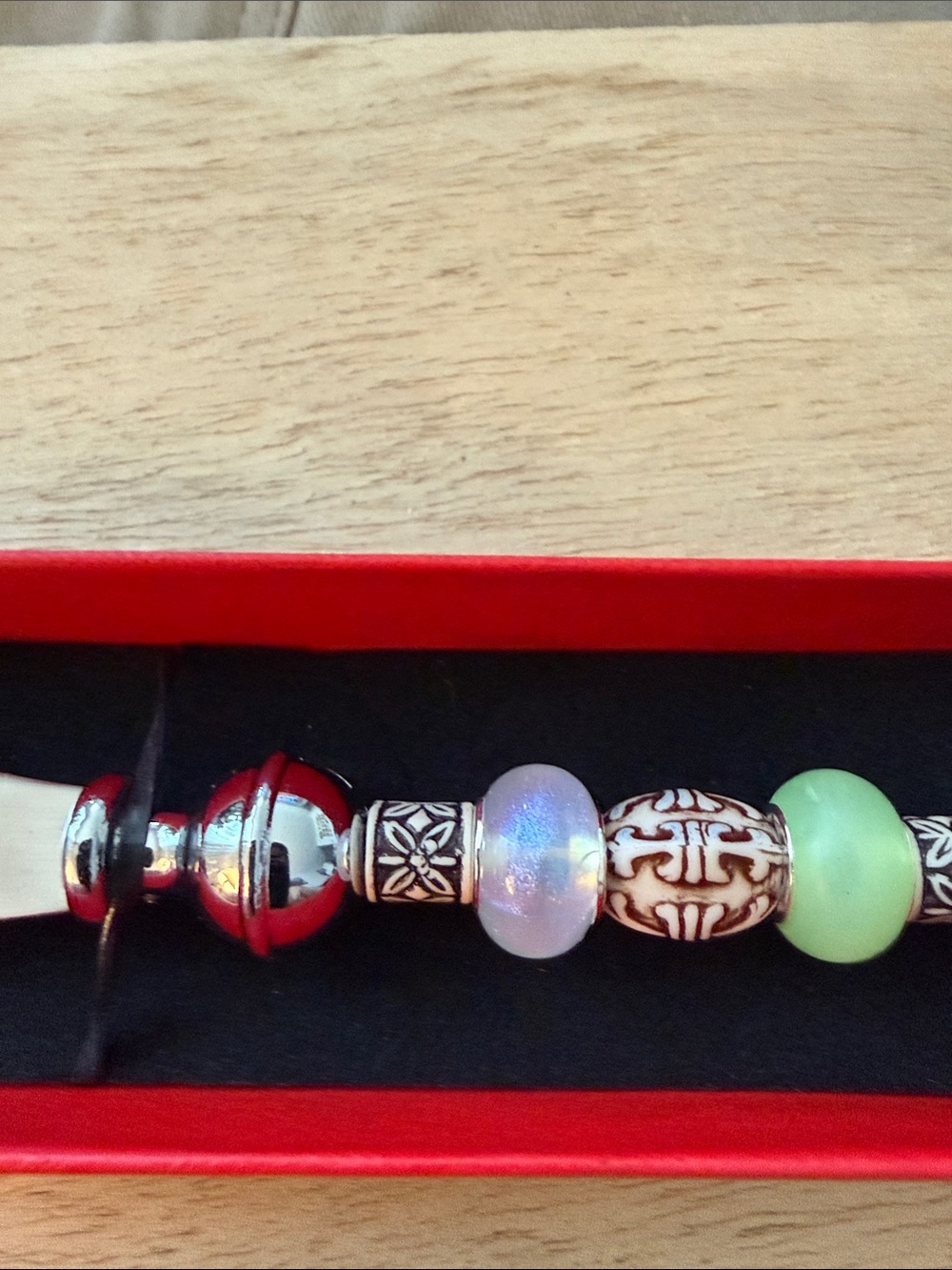 Beaded Handle Bottle Opener in Silver, Red, Green, Cream - Picture 4 of 5